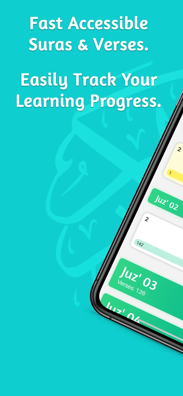 Fast accessible Suras and verses, track your learning progress